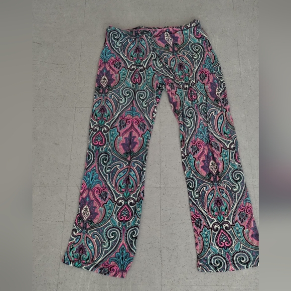 Cynthia Rowley Mid-Rise Paisley Floral Print Wide Leg Palazzo Drawstring Pants - Picture 2 of 14